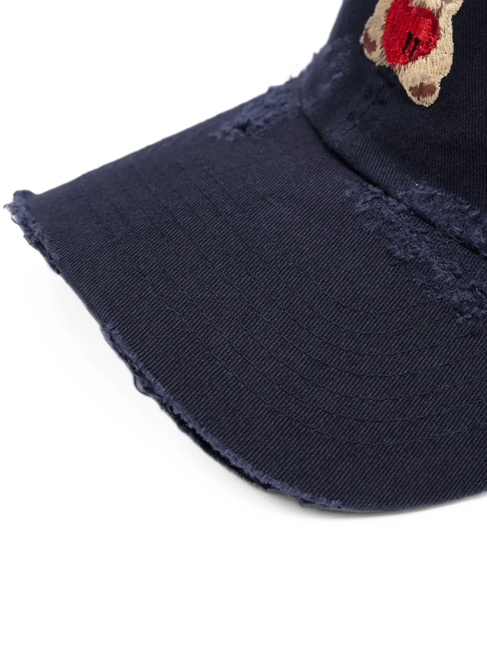 We11done distressed teddy-bear baseball cap Blauw
