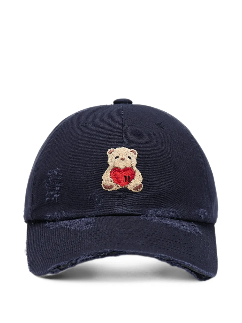 We11done distressed teddy-bear baseball cap Blauw