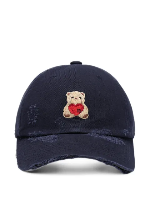 We11done distressed teddy-bear baseball cap