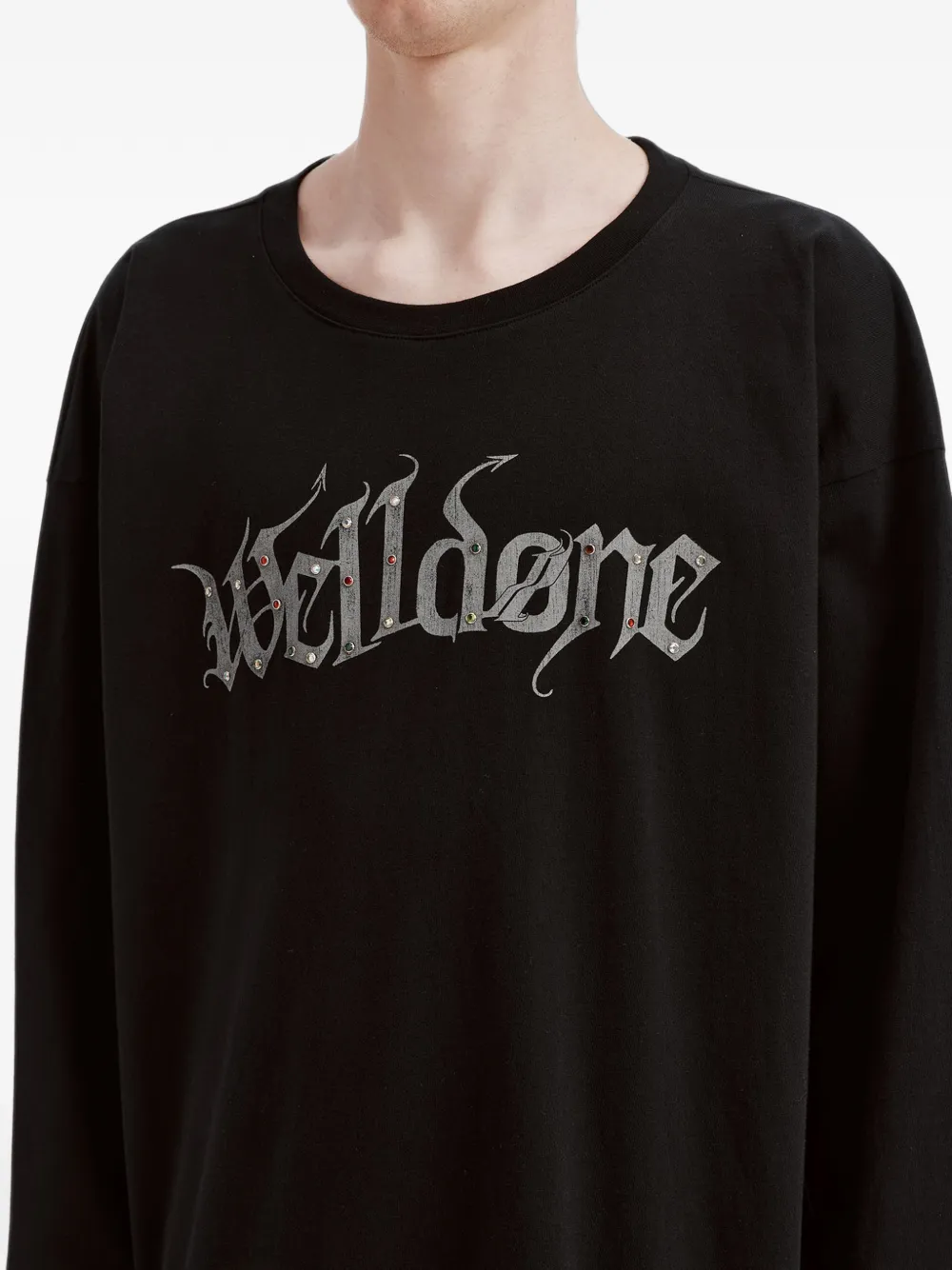 We11done logo-print long-sleeved T-shirt Zwart