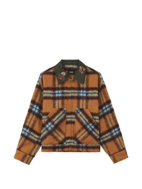 We11done check-print teddy-appliqué jacket