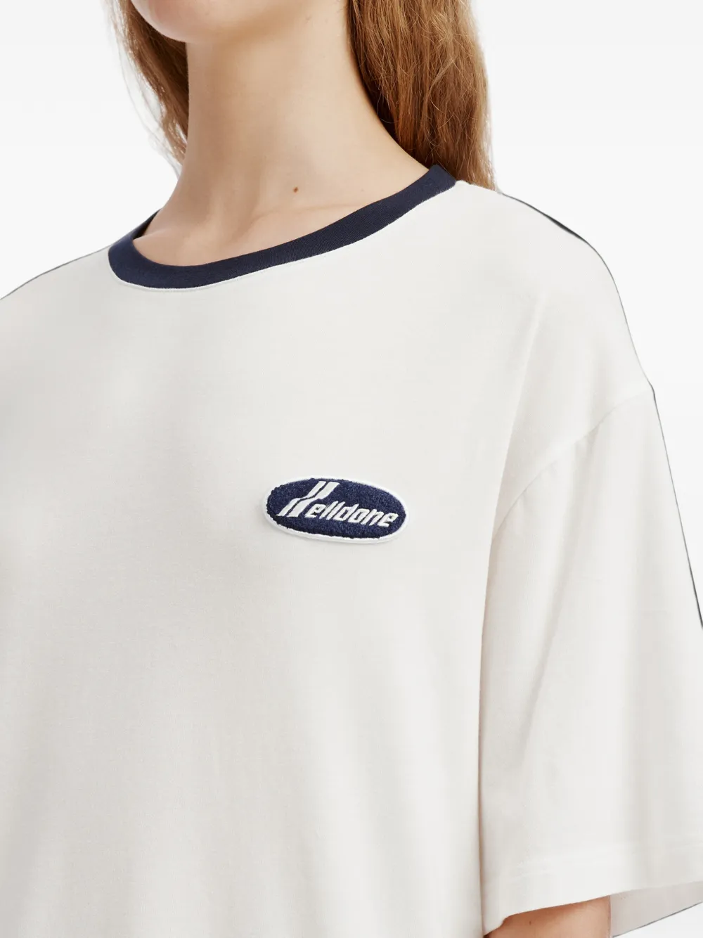 We11done logo-patch ringer T-shirt Wit