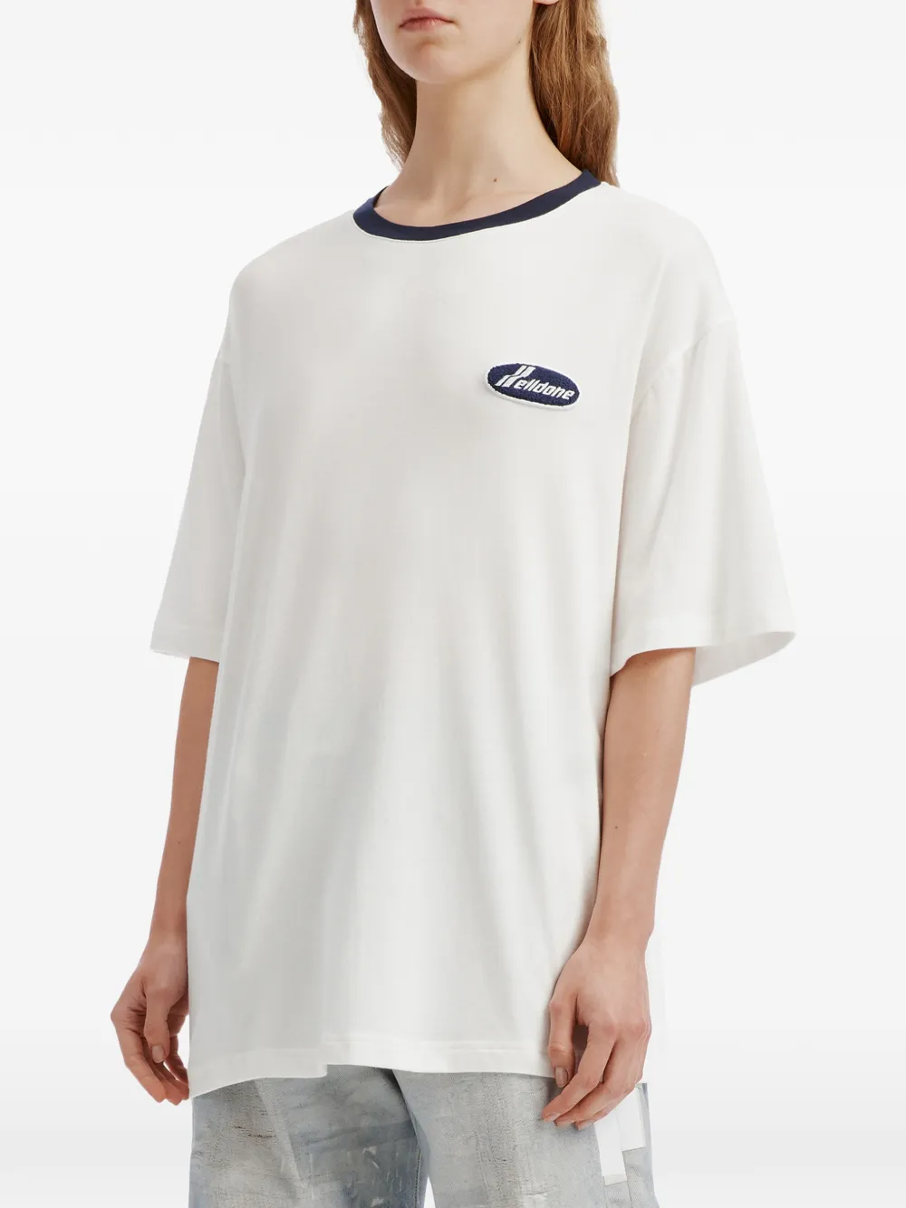 We11done logo-patch ringer T-shirt Wit