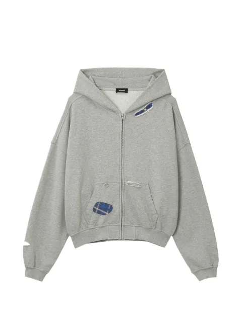 We11done distressed-effect zip-up hoodie