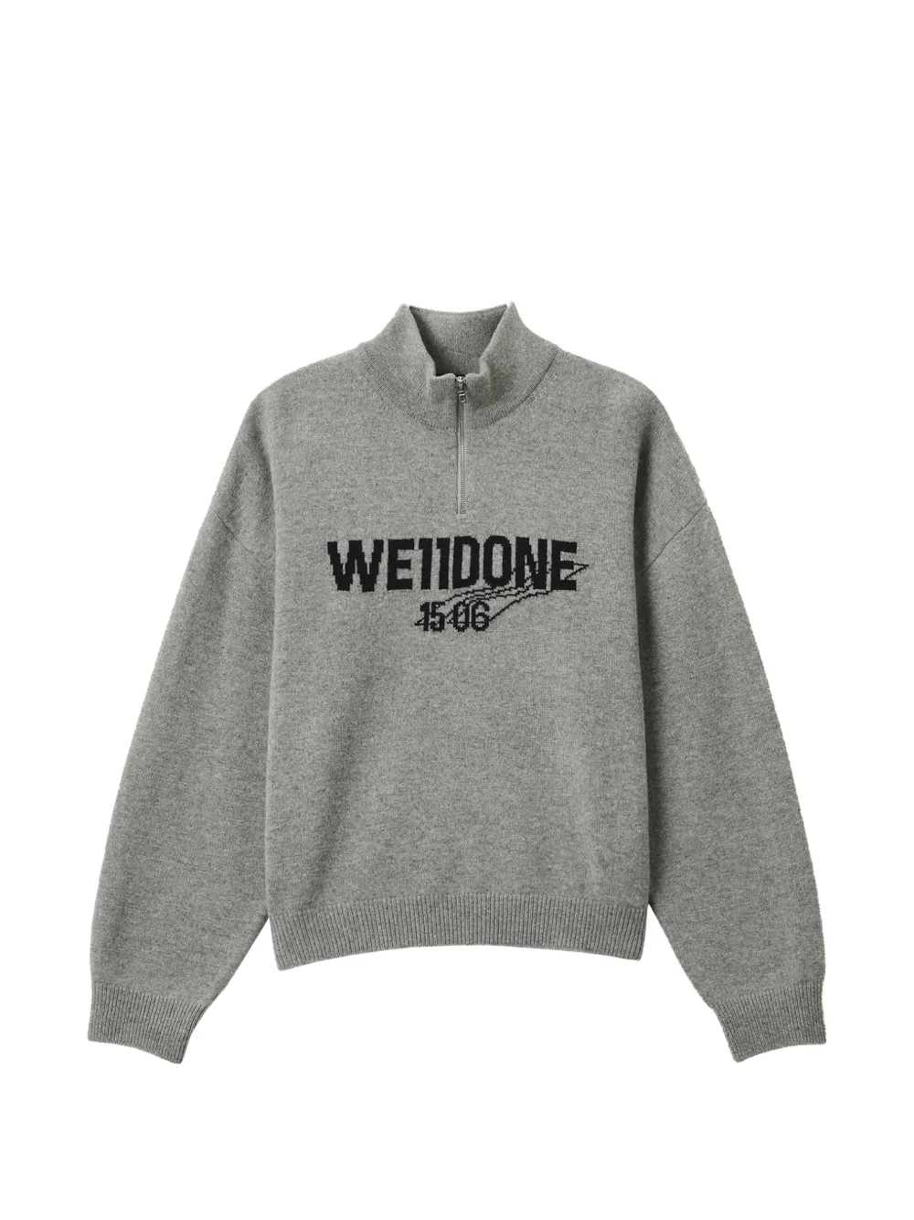 We11done logo-intarsia half-zip sweater - Gris We11done logo-intarsia half-zip sweater - Gris