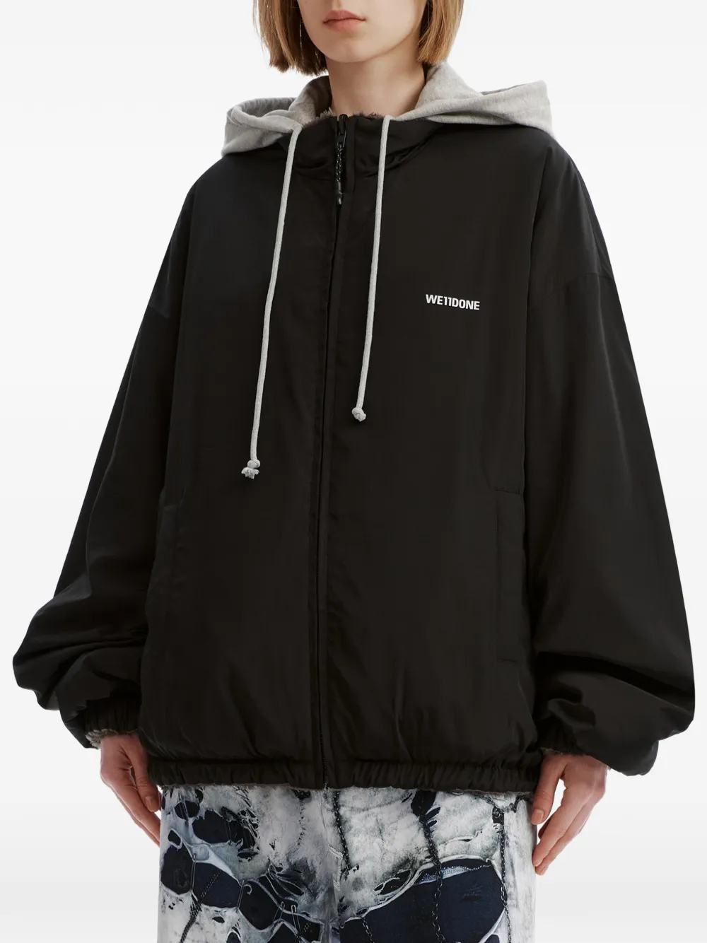 We11done reversible hooded jacket Zwart