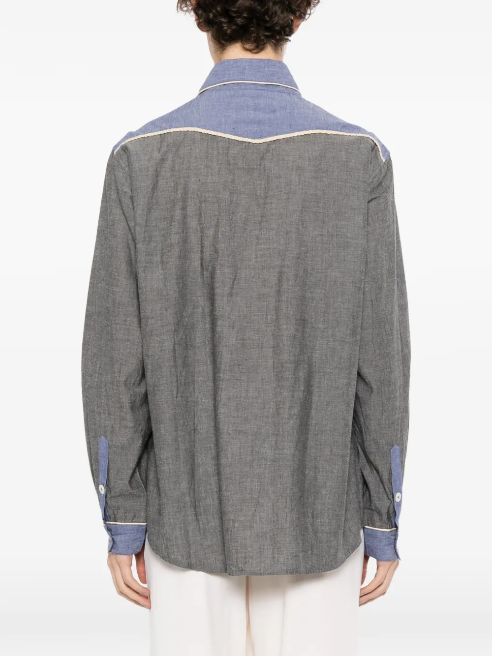 BODE Gevlochten chambray overhemd Grijs