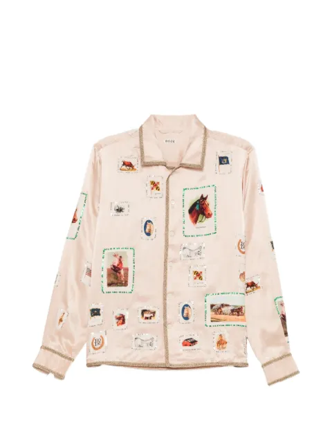 BODE sequin-embellished equestrian-print shirt