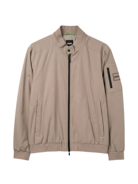 BOSS logo-patch zip-up jacket