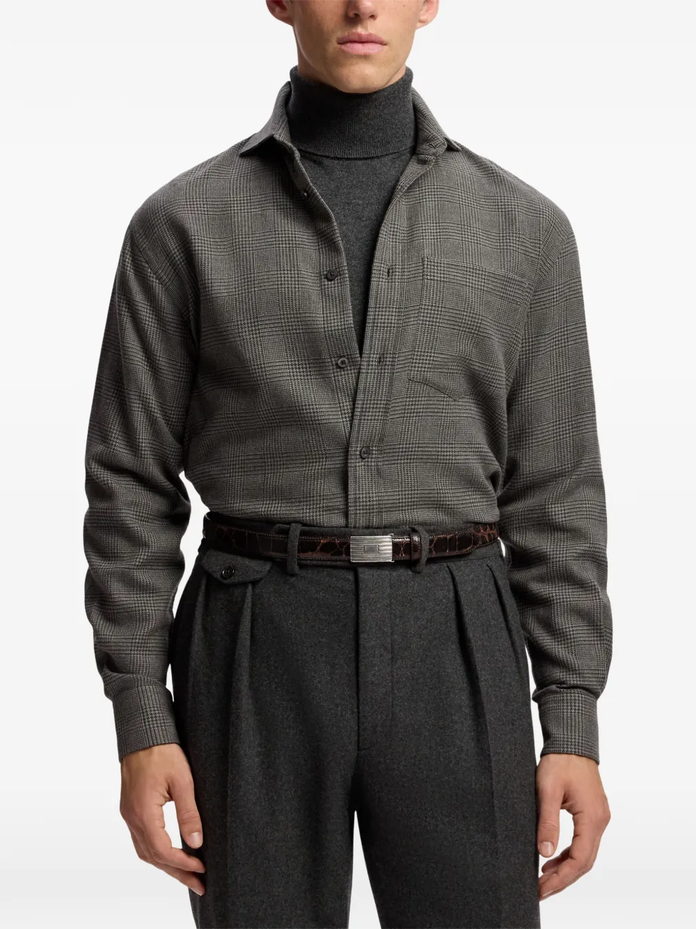 Ralph Lauren Purple Label Prince of Wales-check shirt Grijs