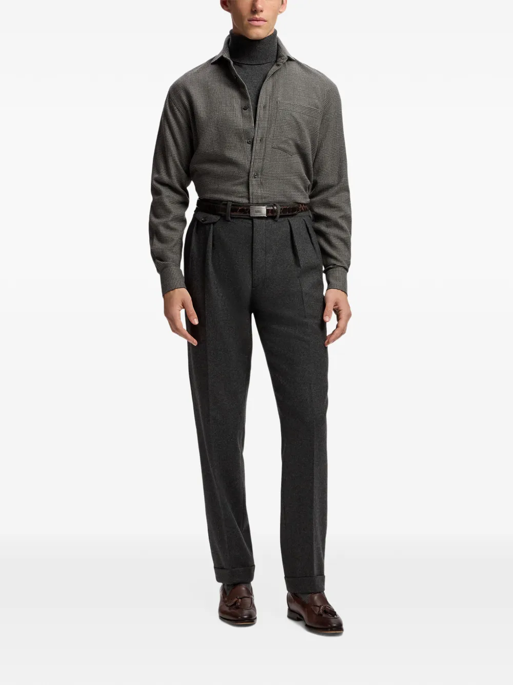 Ralph Lauren Purple Label Prince of Wales-check shirt Grijs