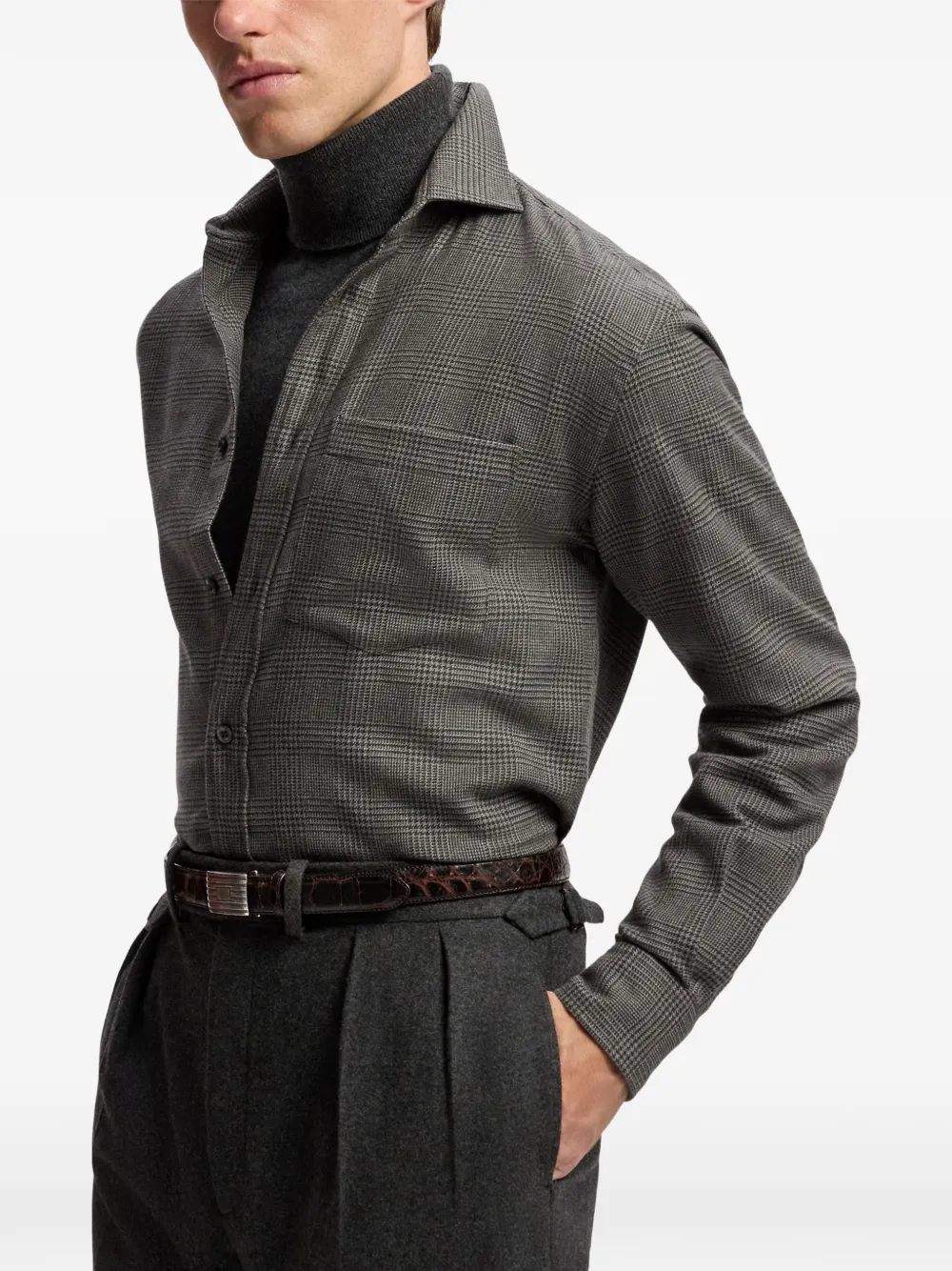 Ralph Lauren Purple Label Prince of Wales-check shirt Grijs