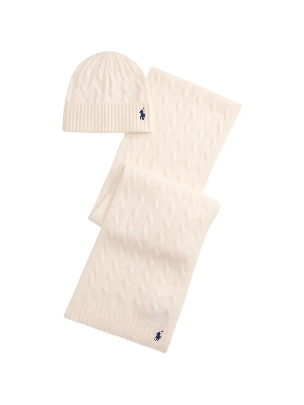 Polo Ralph Lauren cable-knit beanie hat and scarf set of two - Toni neutri