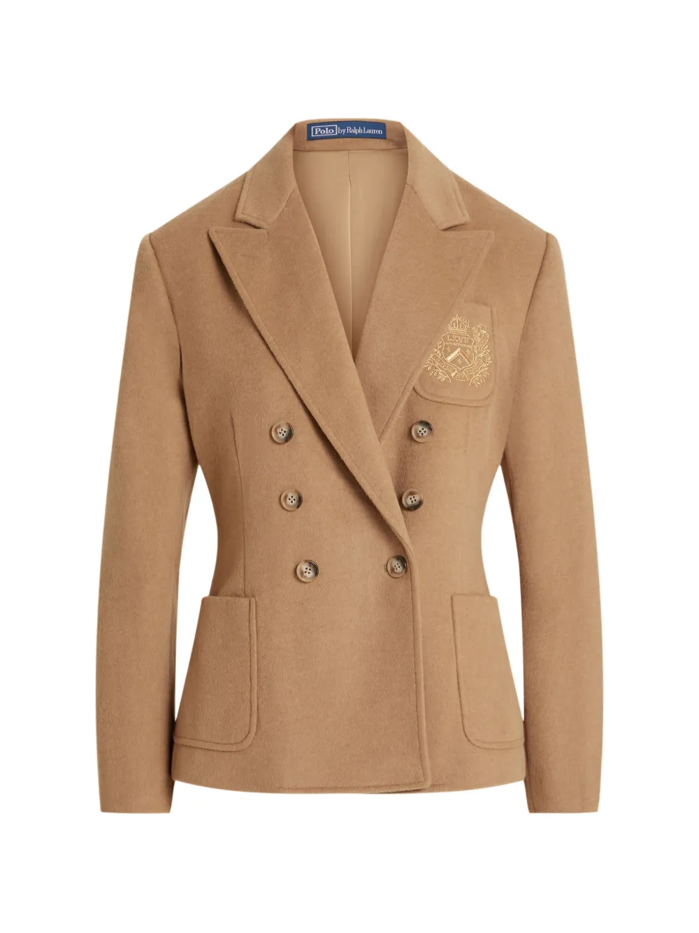Polo Ralph Lauren double-breasted crest-patch blazer - Nude