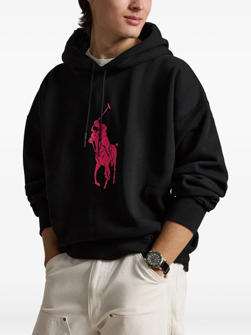 Polo Ralph Lauren Pink Pony hoodie met logoprint Zwart
