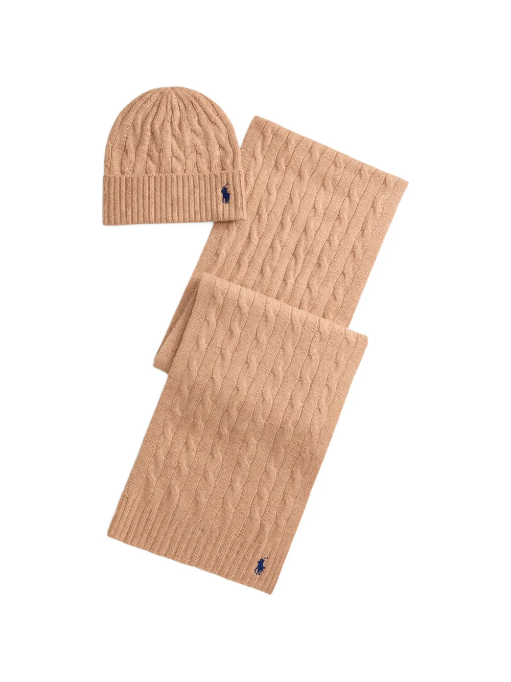 Polo Ralph Lauren cable-knit beanie hat and scarf set - Toni neutri