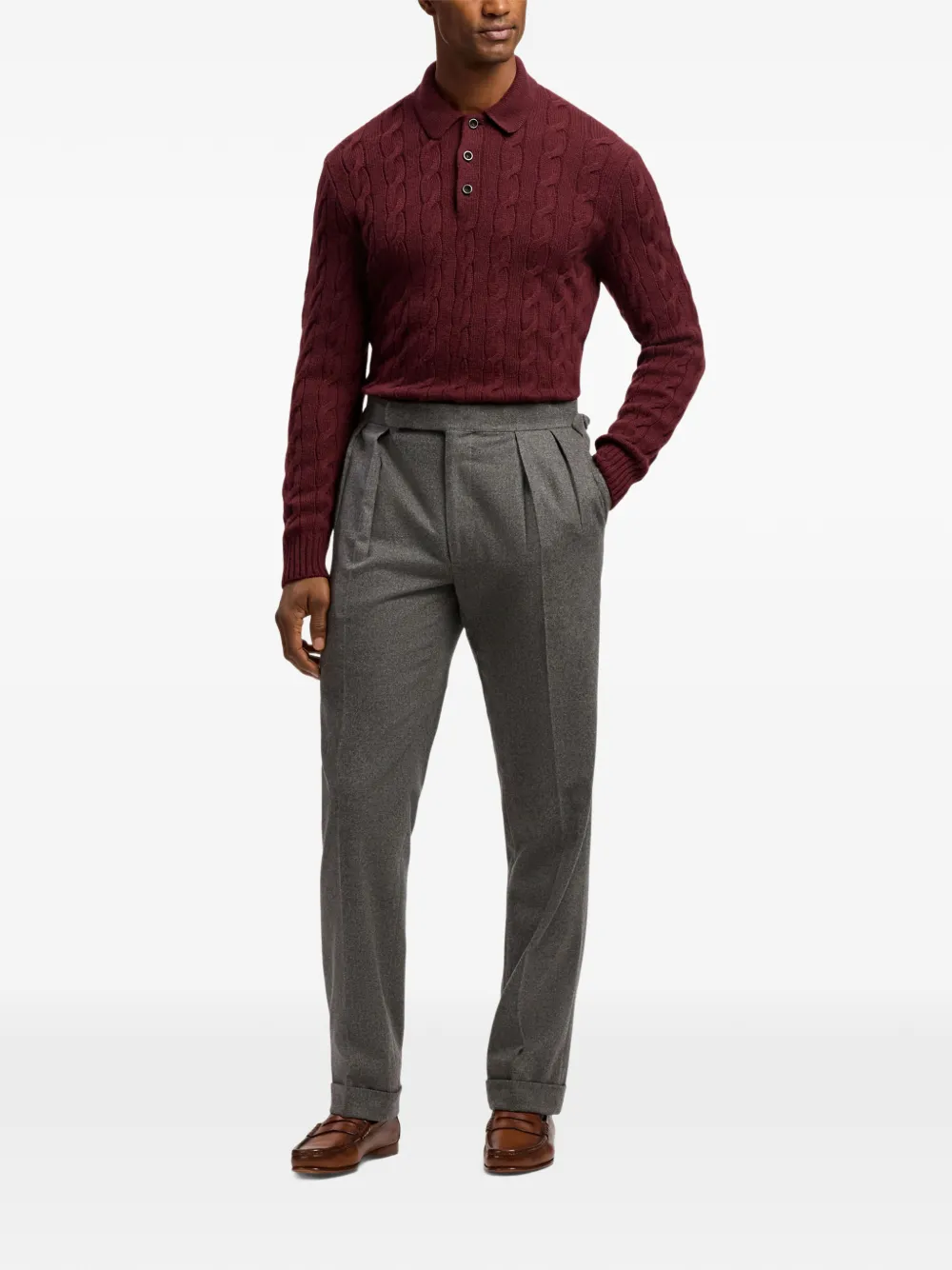 Ralph Lauren Purple Label cable-knit cashmere sweater Rood