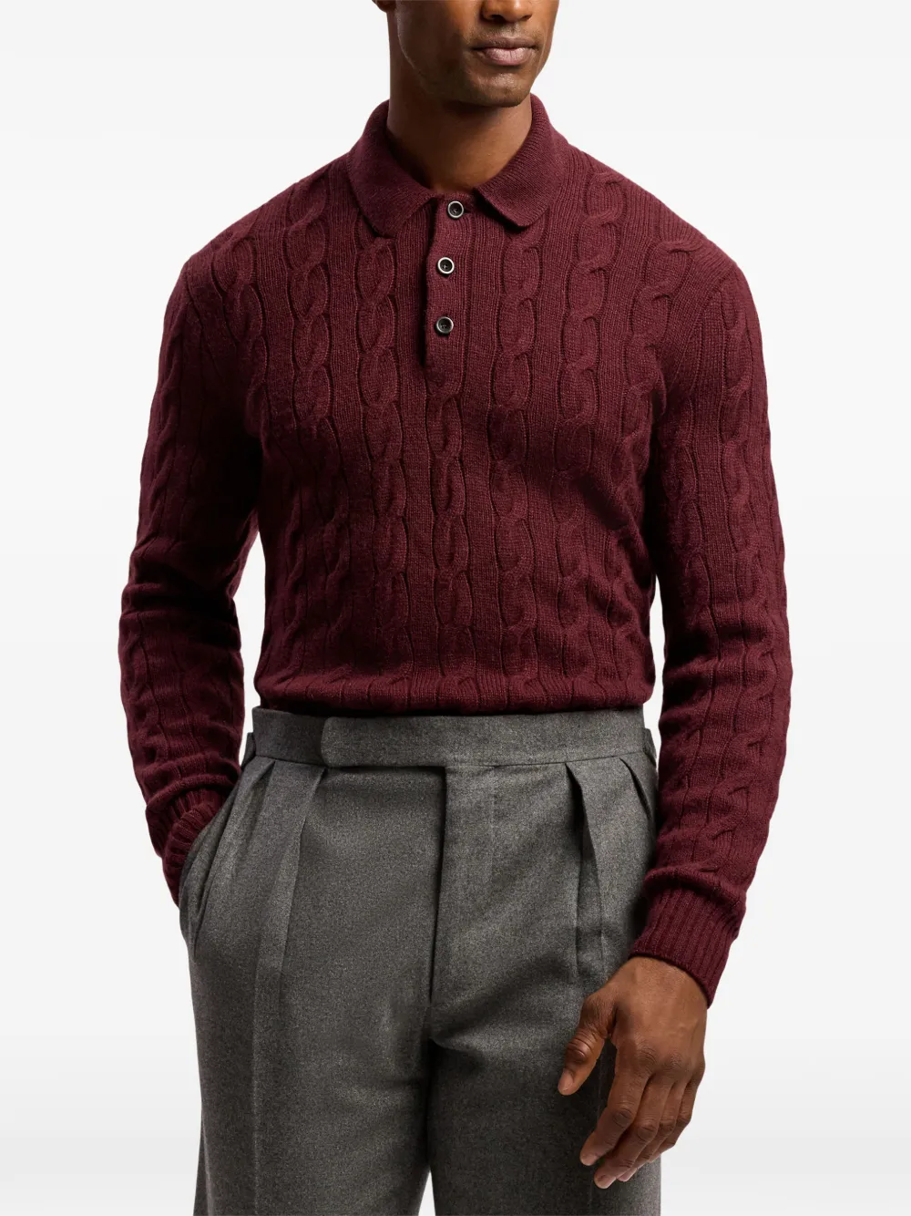 Ralph Lauren Purple Label cable-knit cashmere sweater Rood