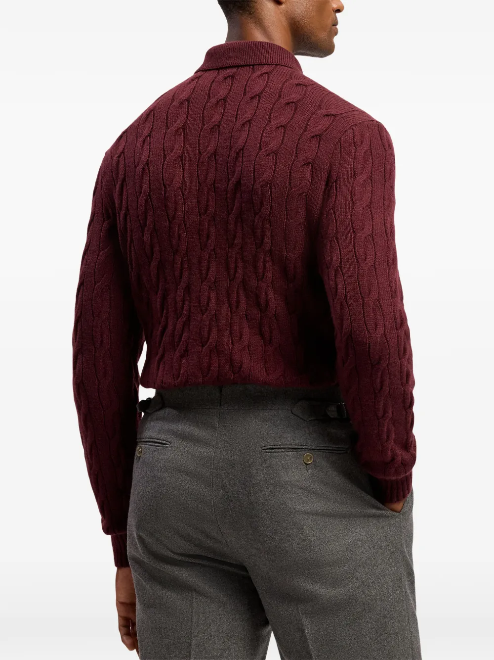 Ralph Lauren Purple Label cable-knit cashmere sweater Rood