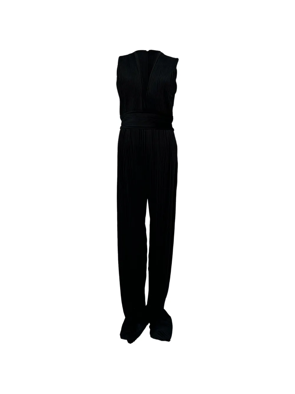 Balmain Pre-Owned Pleated velvet jumpsuit - Schwarz