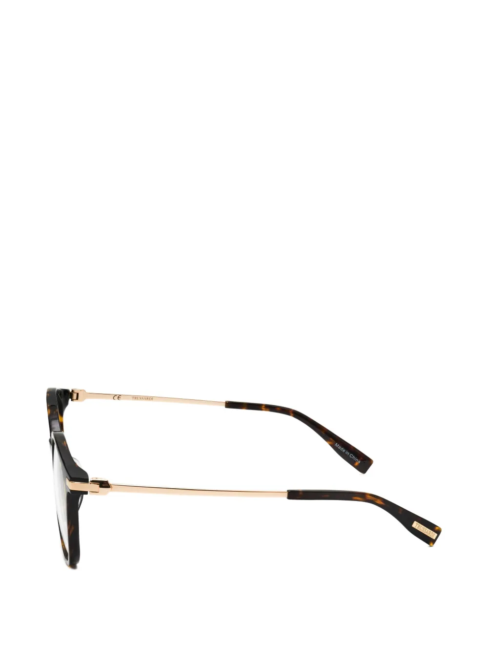 Trussardi tortoiseshell-effect round-frame glasses Bruin