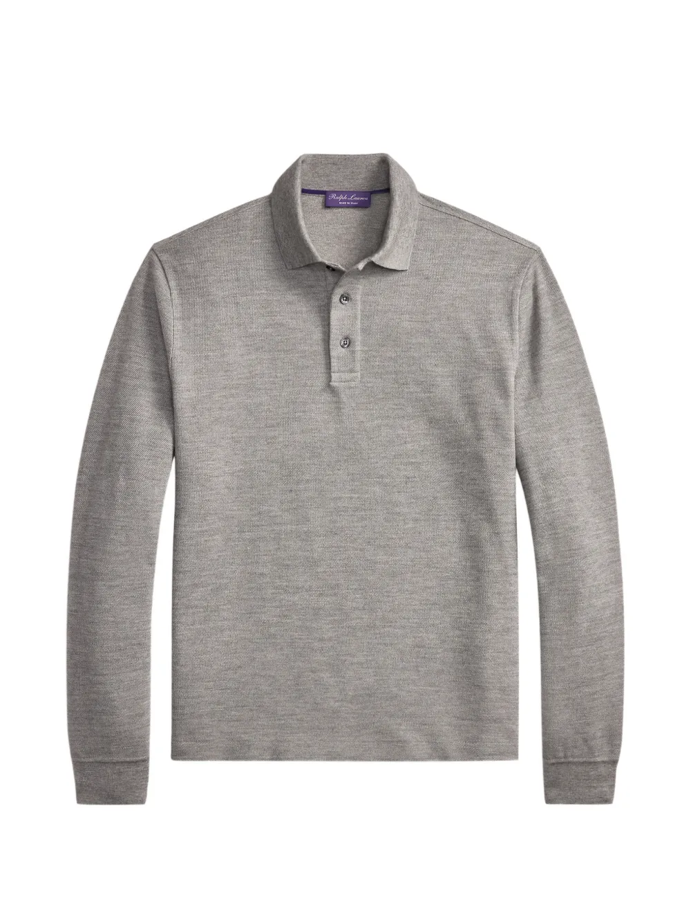 Ralph Lauren Purple Label long-sleeved piqué polo shirt Grijs