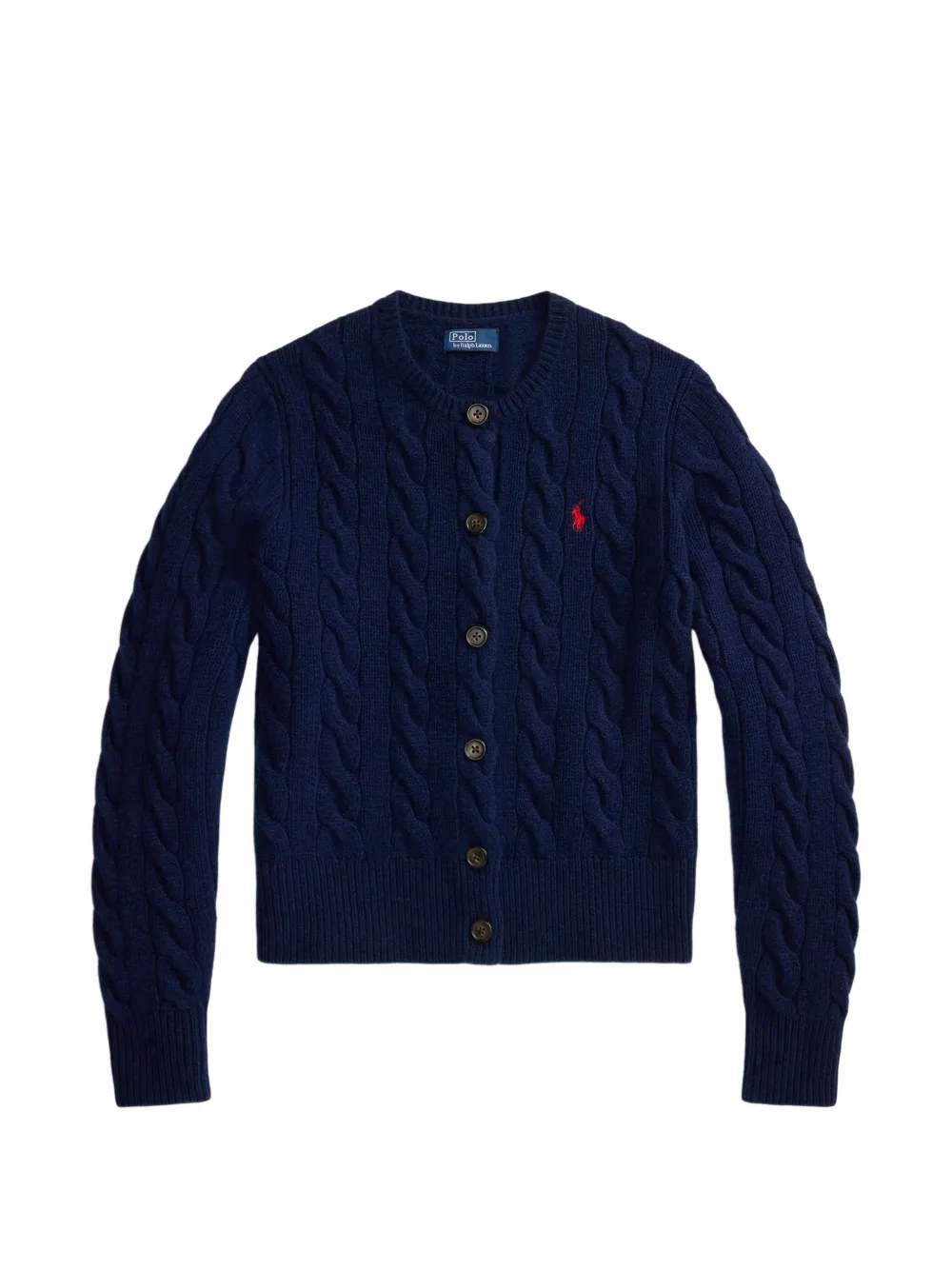 Polo Ralph Lauren cable-knit embroidered-logo cardigan - Blau