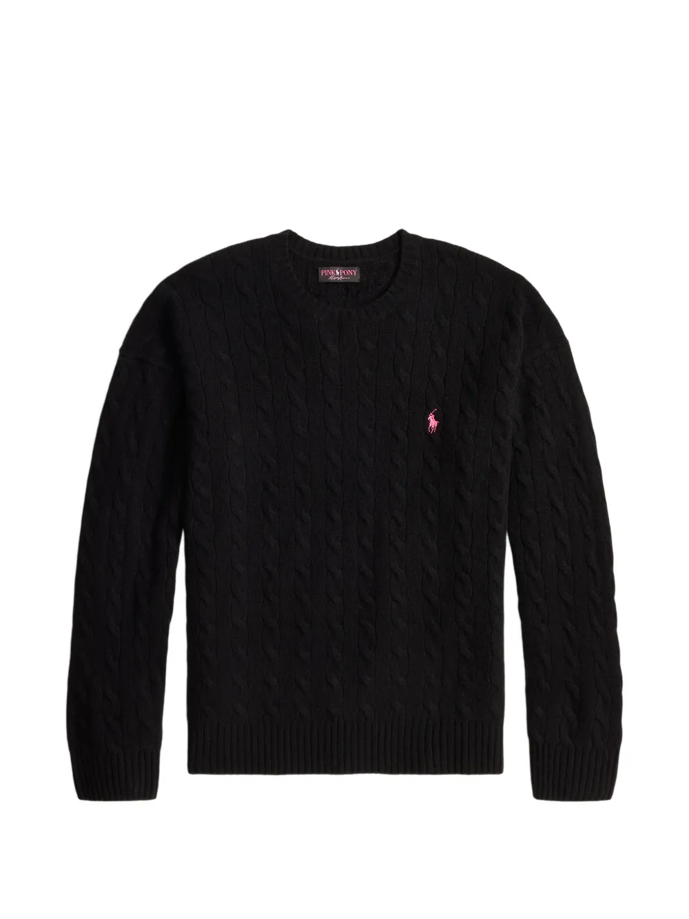 Polo Ralph Lauren pink Pony relaxed fit cable-knit jumper Zwart