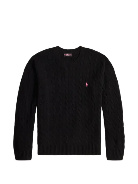 Polo Ralph Lauren pink Pony relaxed fit cable-knit jumper