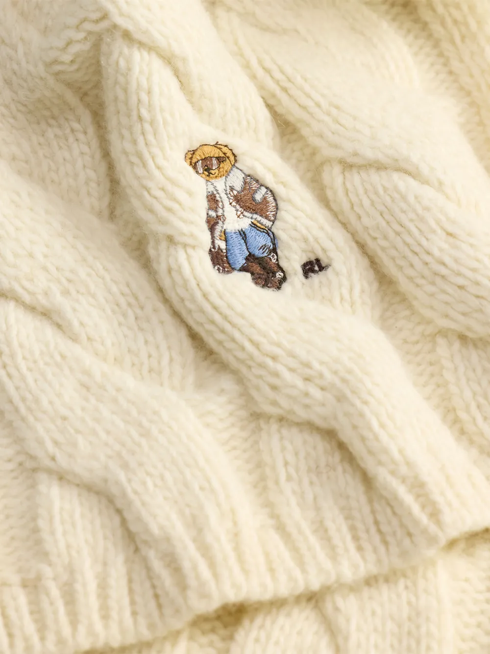Polo Ralph Lauren Polo Bear cable-knit scarf Beige