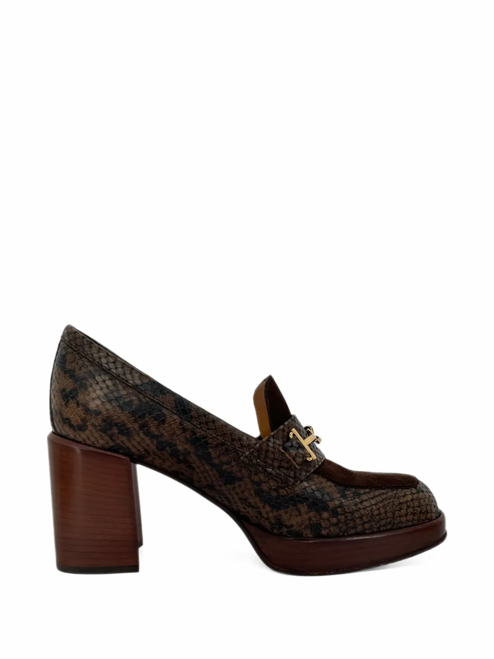 Tod's Vintage snakeskin-embossed loafer pumps - Braun