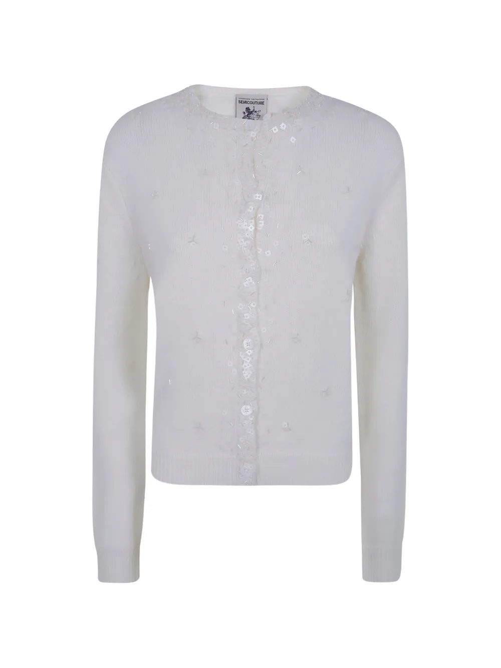 Semicouture Gipsy sequin-embellished bead-detail cardigan - Toni neutri