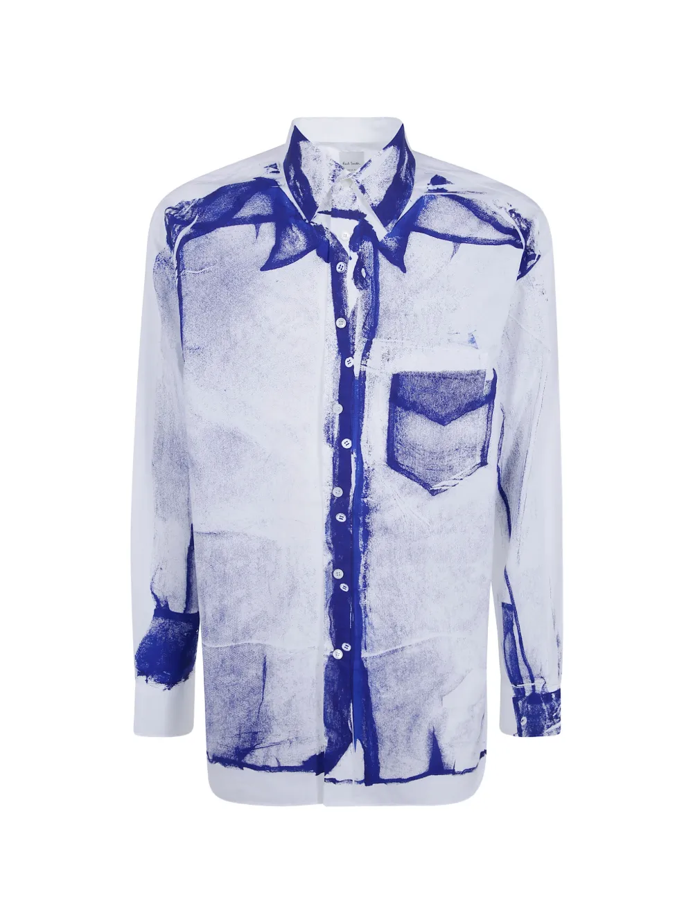 Paul Smith white and blue 'Garment' print oversized shirt - Weiß