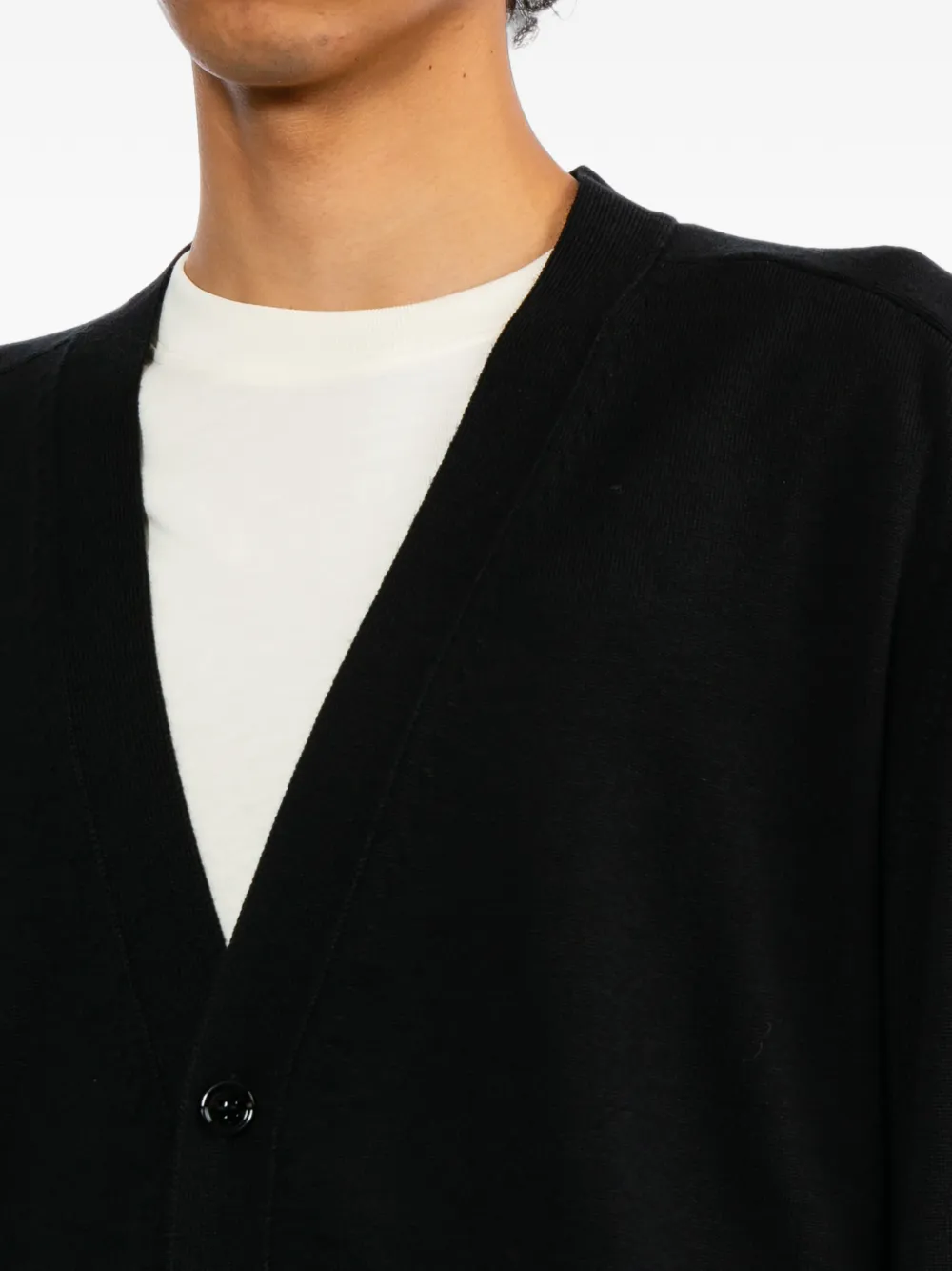 AMI Paris colour-block V-neck cardigan Zwart