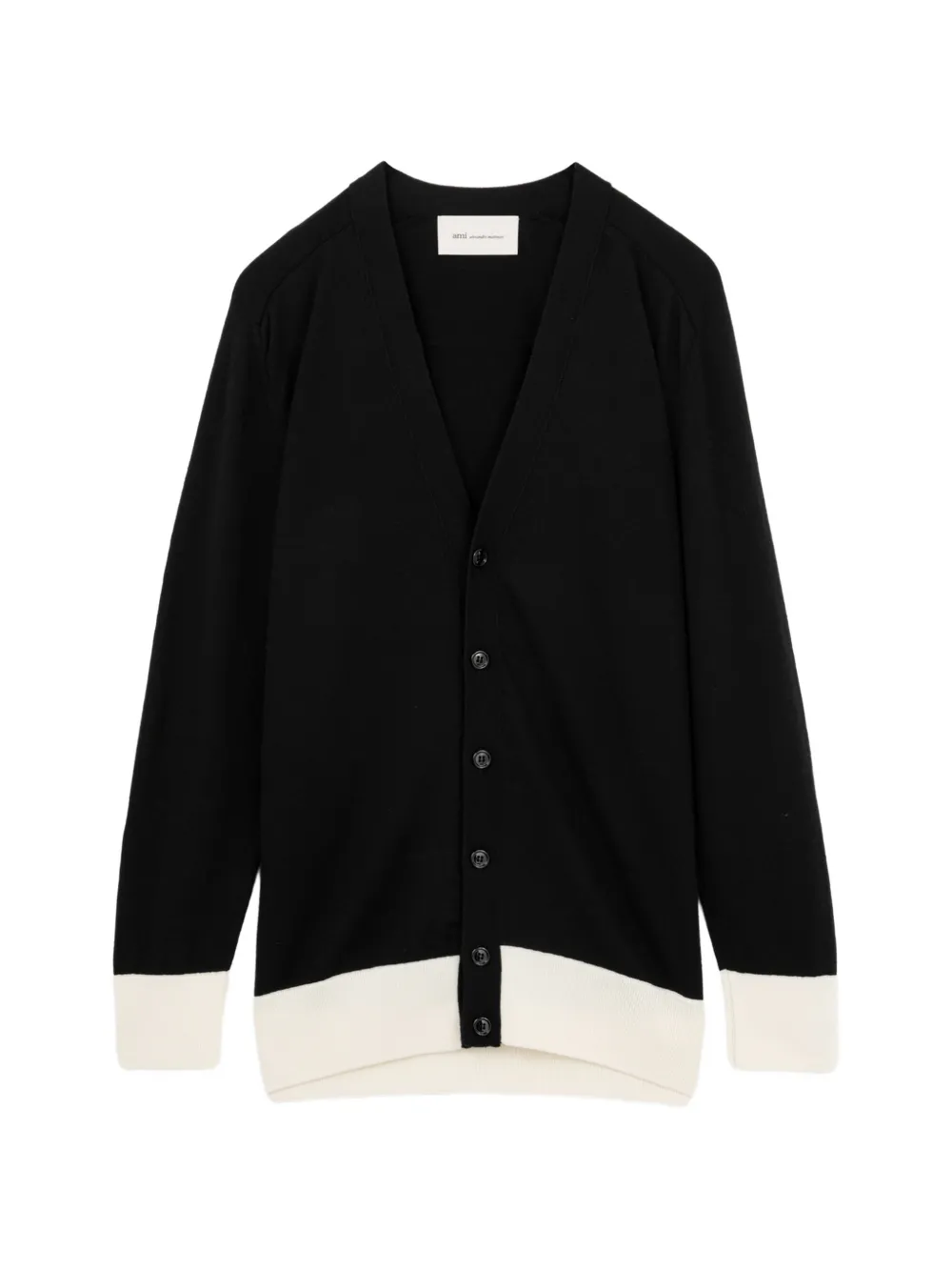 AMI Paris colour-block V-neck cardigan Zwart