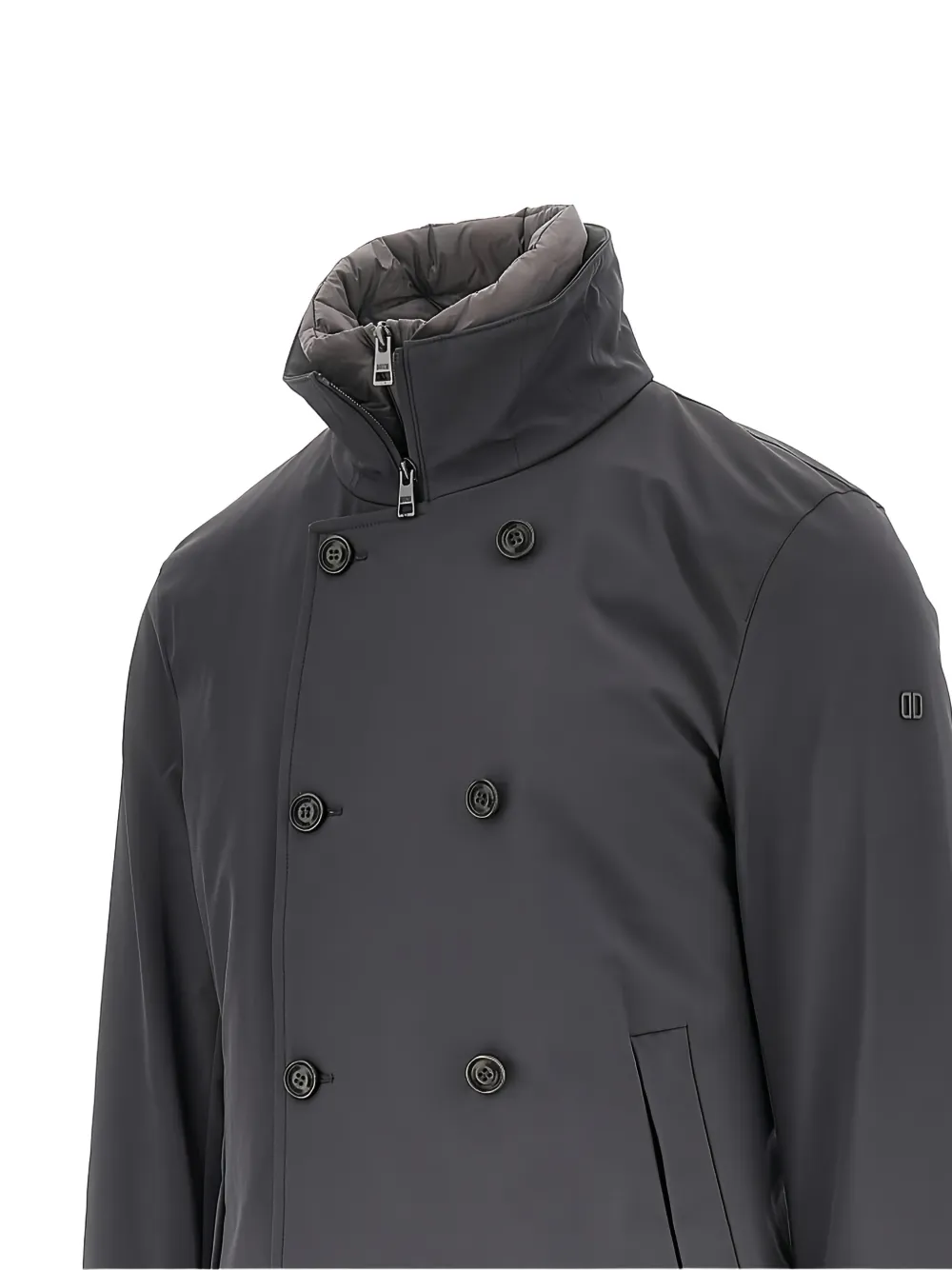 Duno Edmund double-breasted high-neck coat Grijs