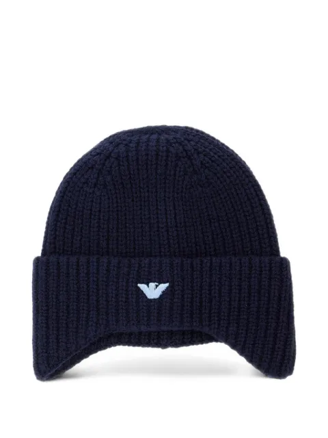 Emporio Armani Kids logo-embroidered ribbed-knit beanie hat and scarf set