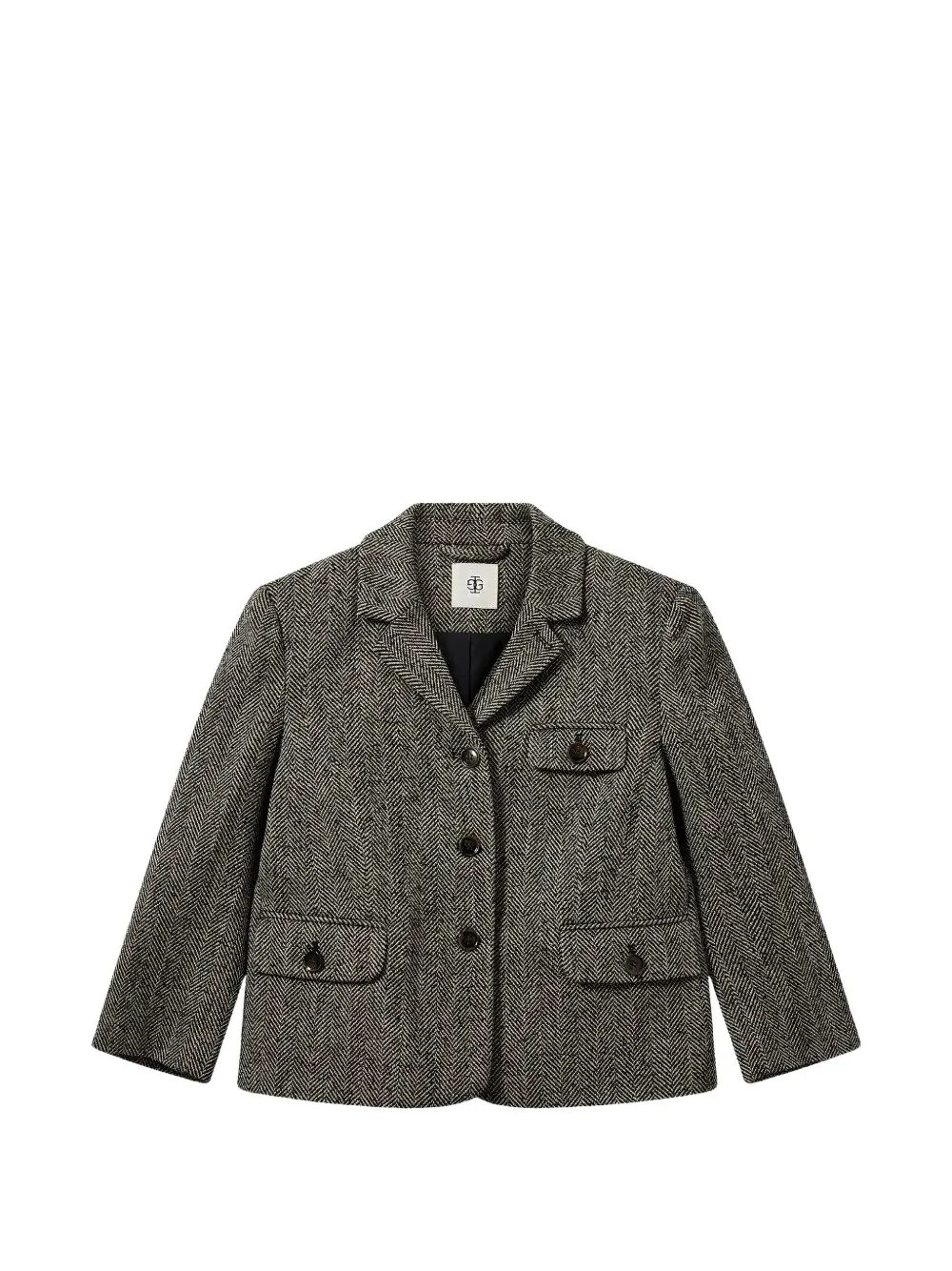The Garment herringbone-pattern notched-lapel blazer - Grau