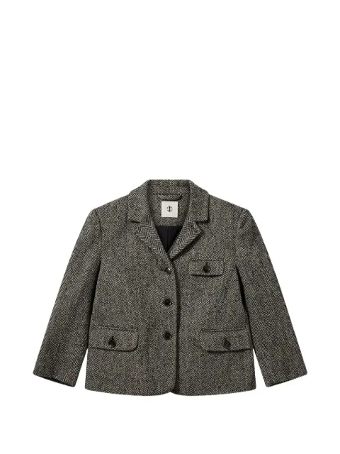The Garment herringbone-pattern notched-lapel blazer