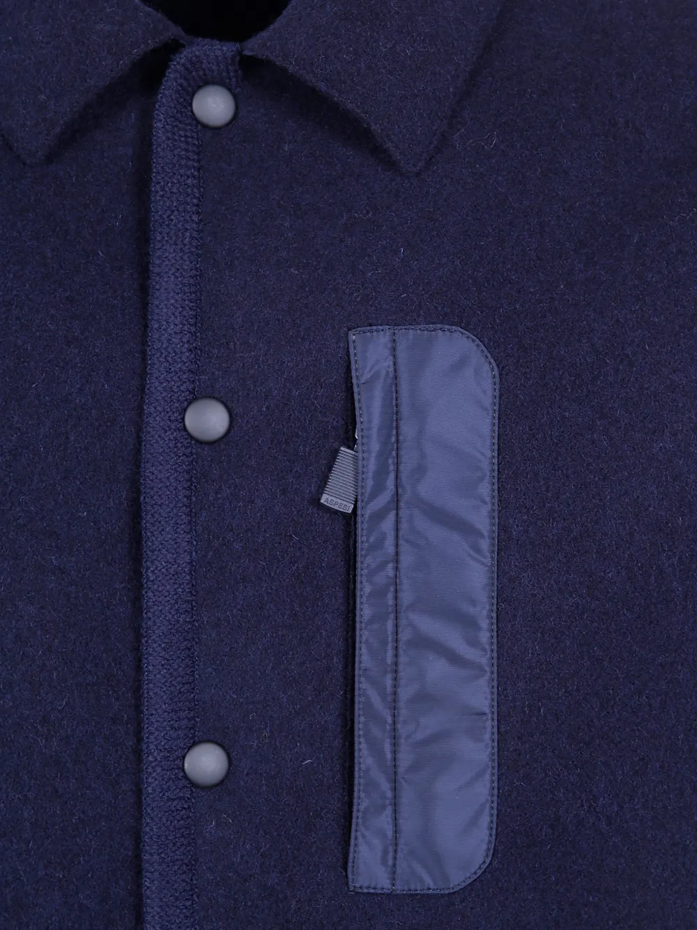 ASPESI Waltz panelled wool shirt jacket Blauw