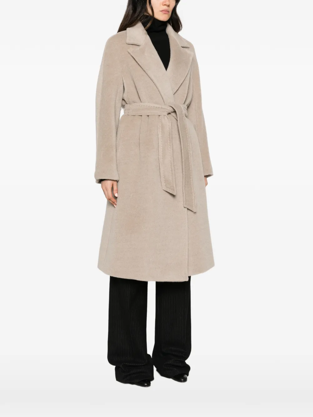 Max Mara belted notch-lapels coat Beige