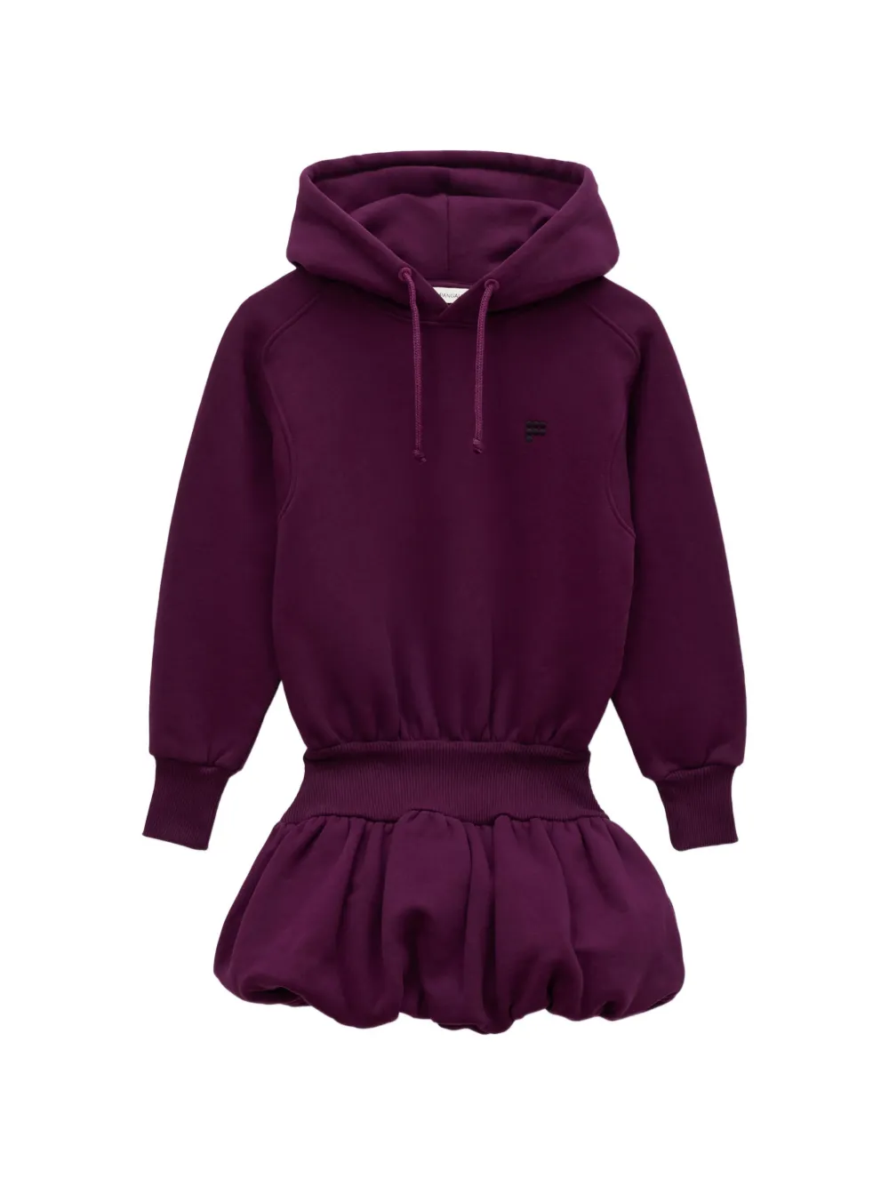 Pangaia Kids ruffled-hem hoodie mini dress Paars