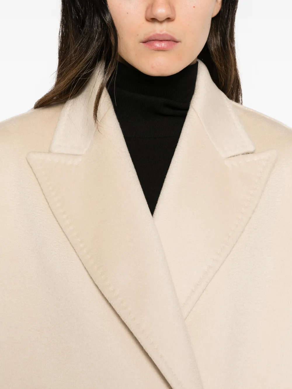 Max Mara double-breasted peaked-lapel coat Beige