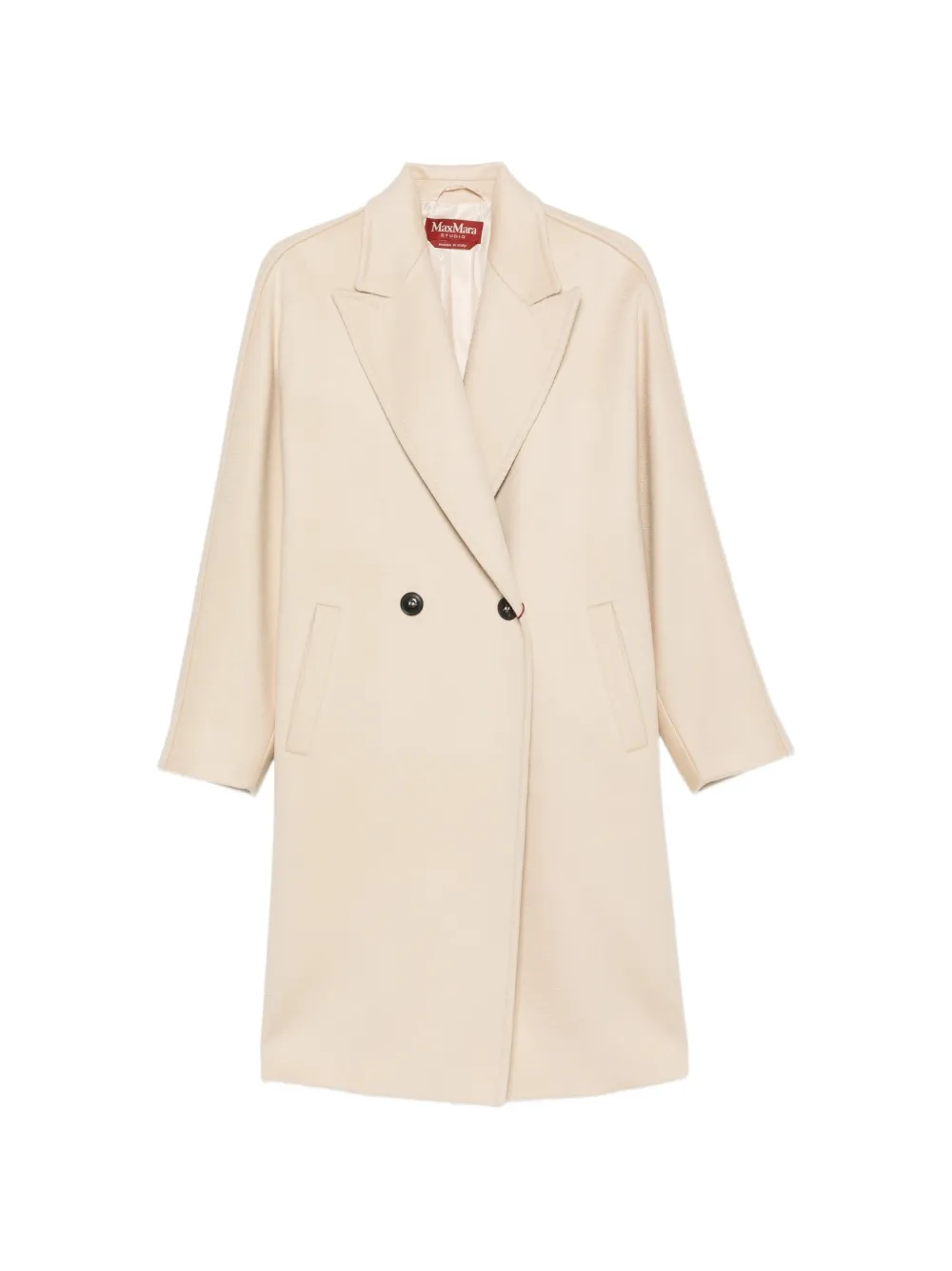 Max Mara double-breasted peaked-lapel coat Beige