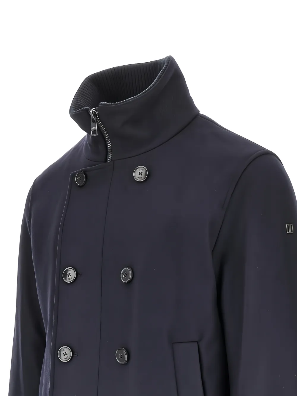 Duno Zakab double-breasted funnel-neck coat Blauw