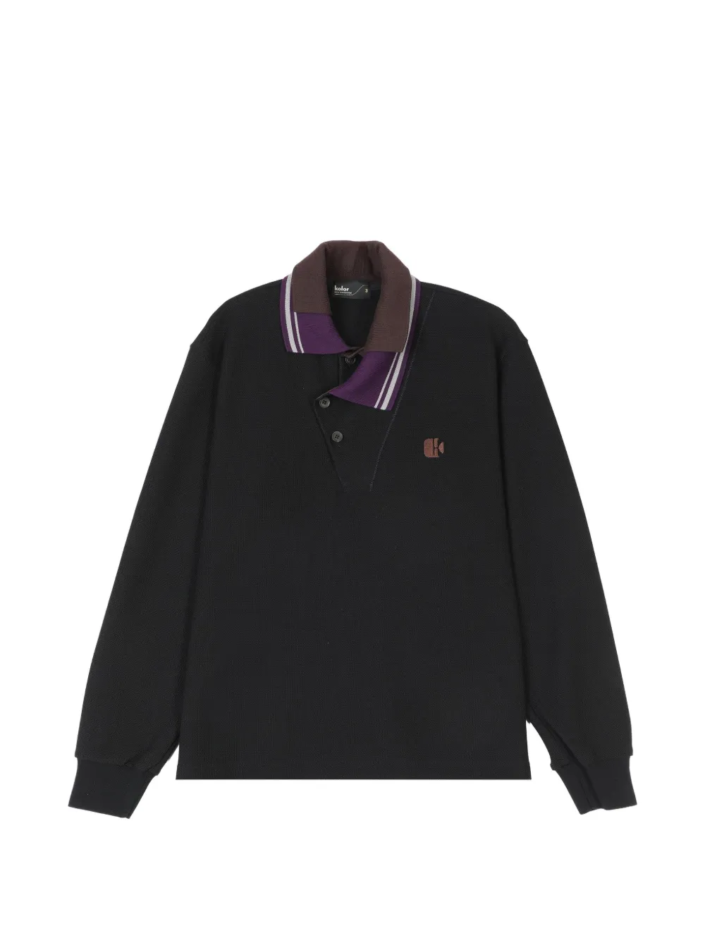 Kolor asymmetric long-sleeve polo shirt - Nero