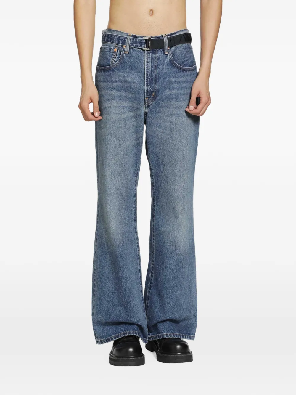 Sacai x Levi's layered-waistband jeans Blauw