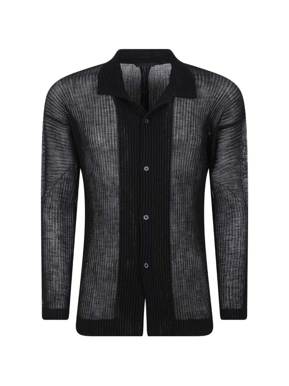 Homme Plissé Issey Miyake Rustic Mesh pleated semi-sheer shirt - Black