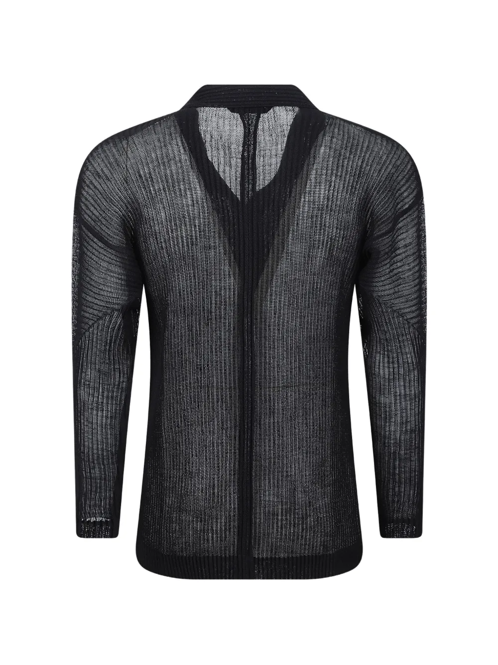 Homme Plissé Issey Miyake Rustic Mesh pleated semi-sheer shirt Zwart