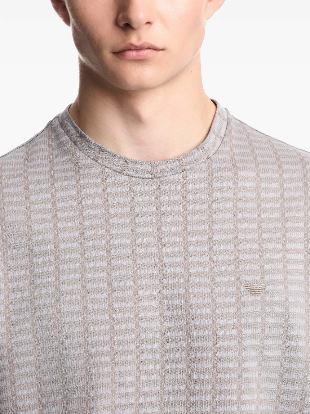 Emporio Armani jersey jacquard knit-effect T-shirt Grijs